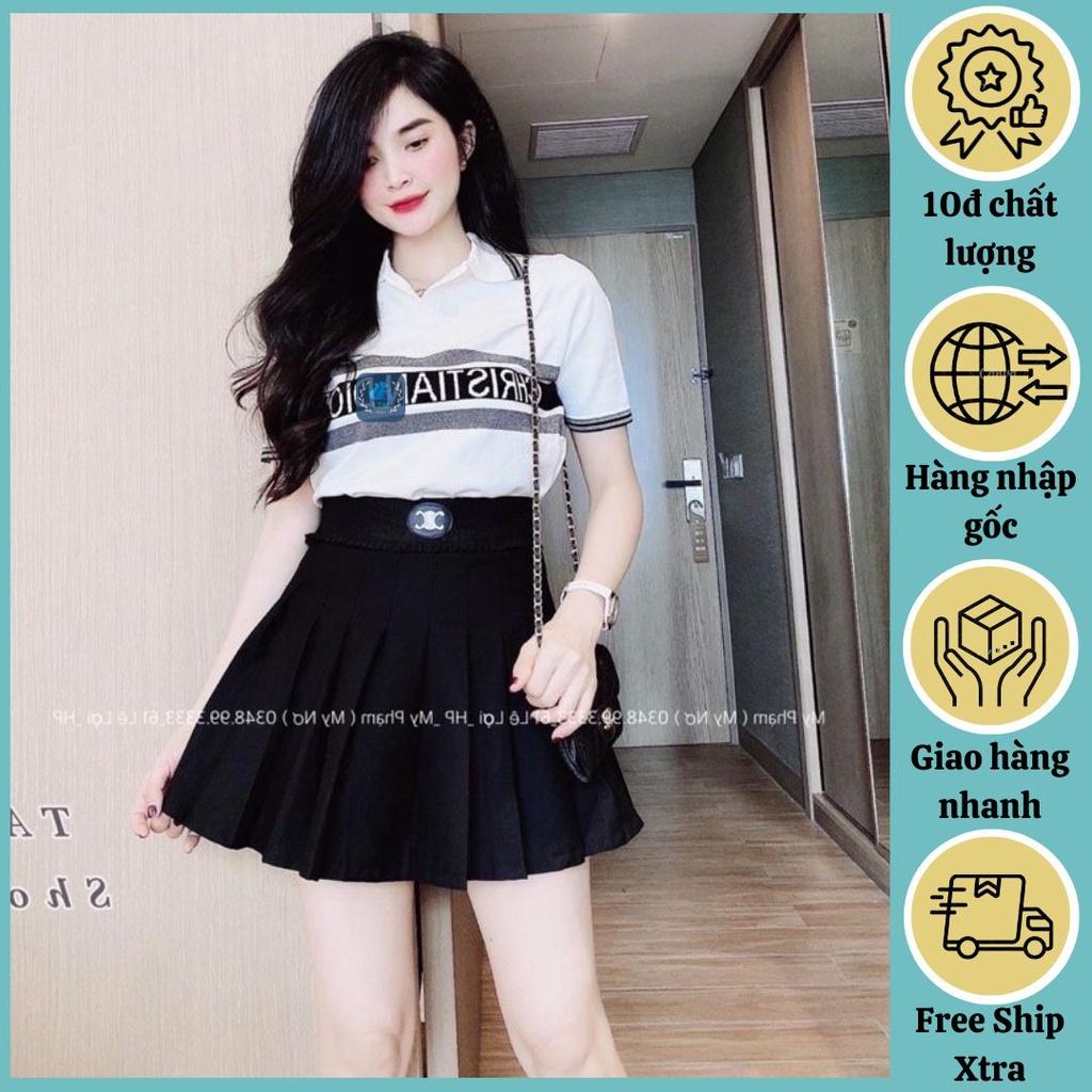 Áo len nữ Montoghi dệt kim Quảng Châu CỔ BẺ cọc tay PHỐI CHỮ NGANG thanh lịch và dễ thương