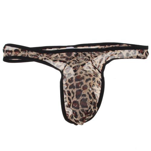 Men's Sexy Leopard Pouch G-string Underwear Briefs Thong Panties Low Rise