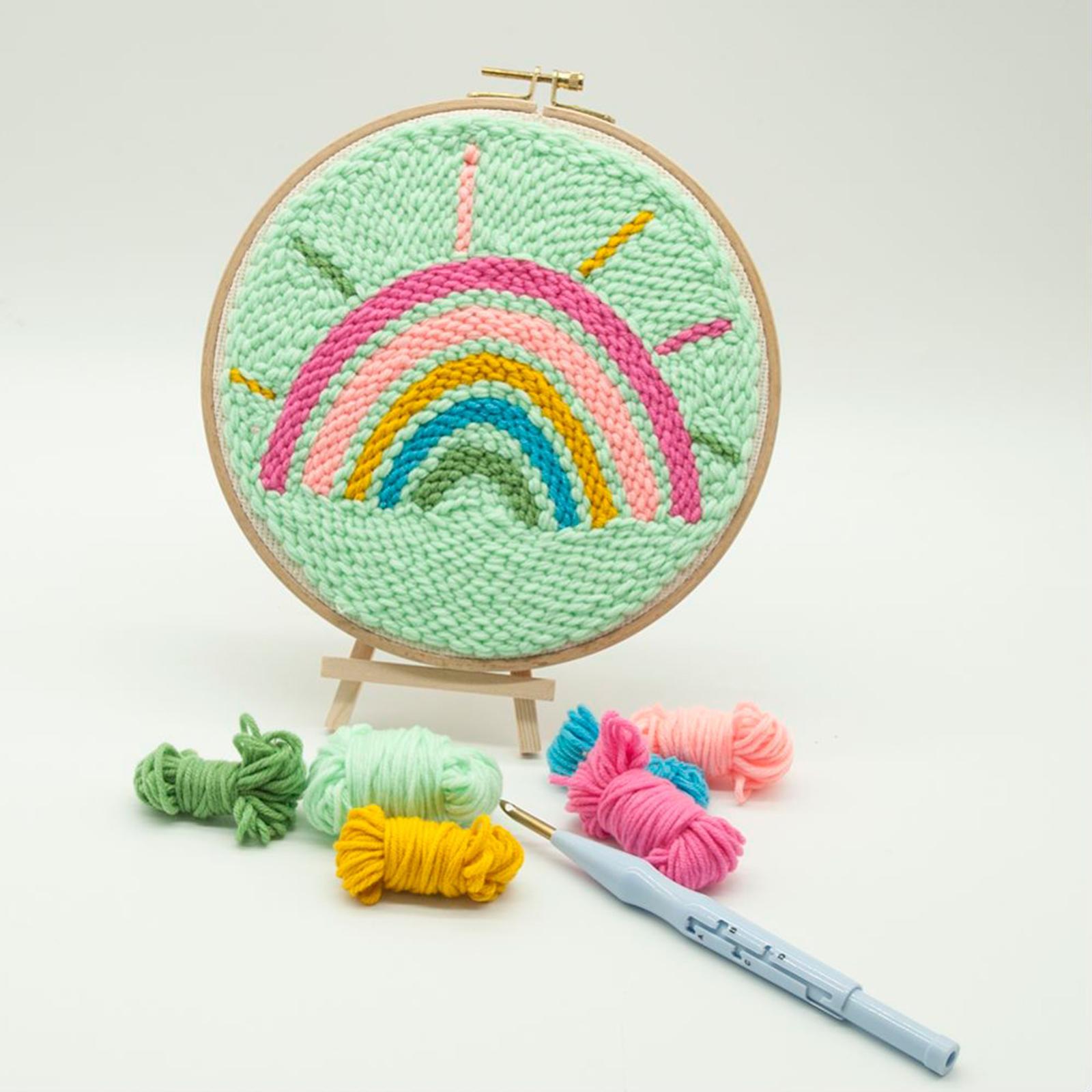 Punch  Embroidery Starter Kits Rainbow Hand Craft DIY Beginner