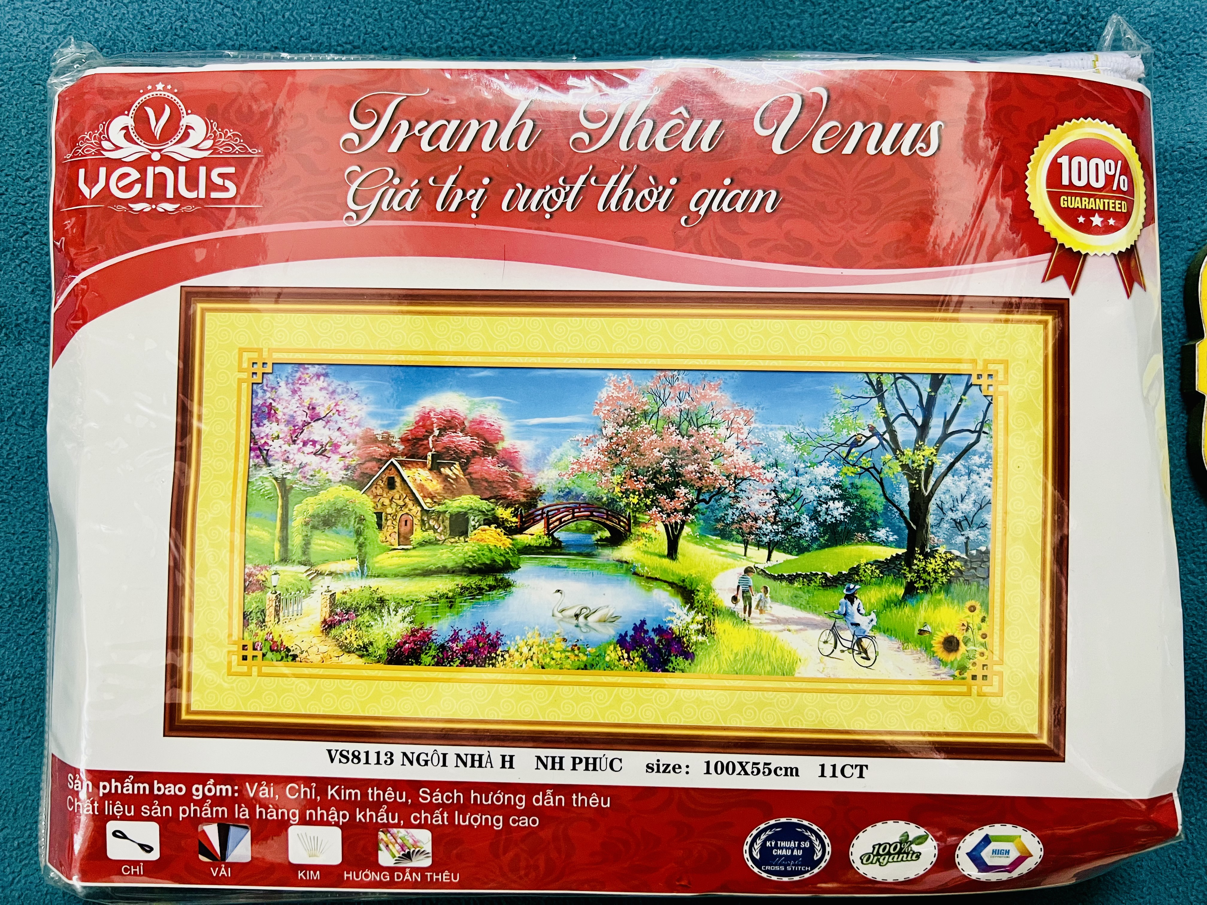 Tranh thêu chữ thập, tranh thêu kín Ngôi nhà hạnh phúc VS8113, kích thước 100 x 55 cm