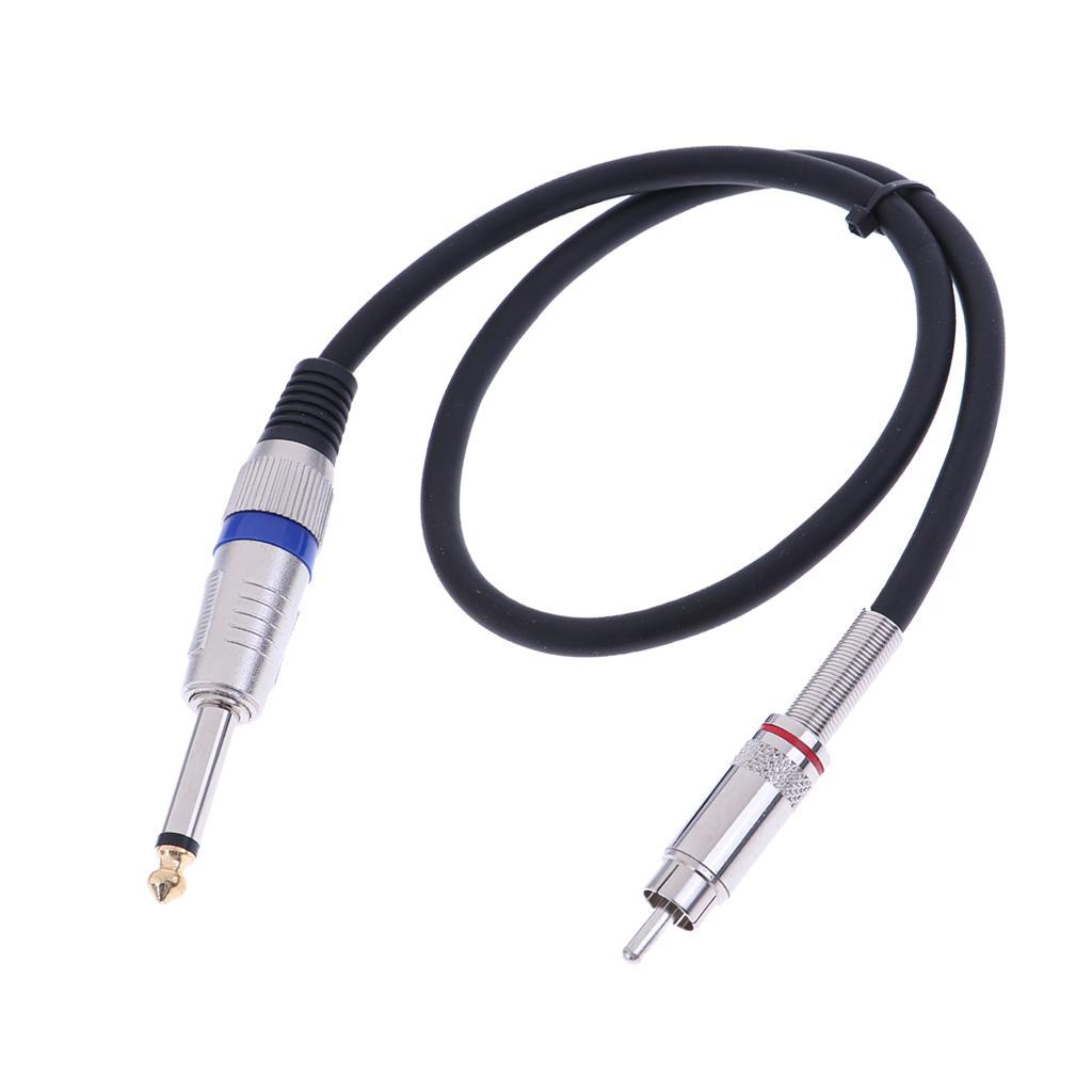 RCA Male to 6.35mm Male Plug Mono Audio AUX Connector Cable Cord 0.5M