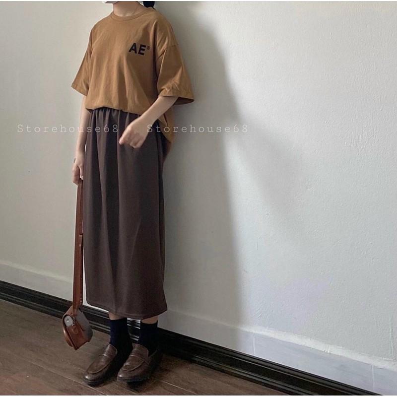 CHÂN VÁY NIVIA SKIRT form dài chất vải mềm mịn thiết kế trơn basic lưng bo chun free size phía sau xẻ nhẹ