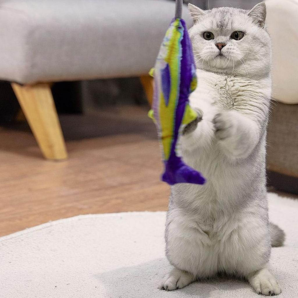 Moving Fish Cat Toy Realistic Interactive Flopping Fish Cat Kicker Catnip Toys for Indoor Cats Pets Kitten Manual Control Wagging Fish