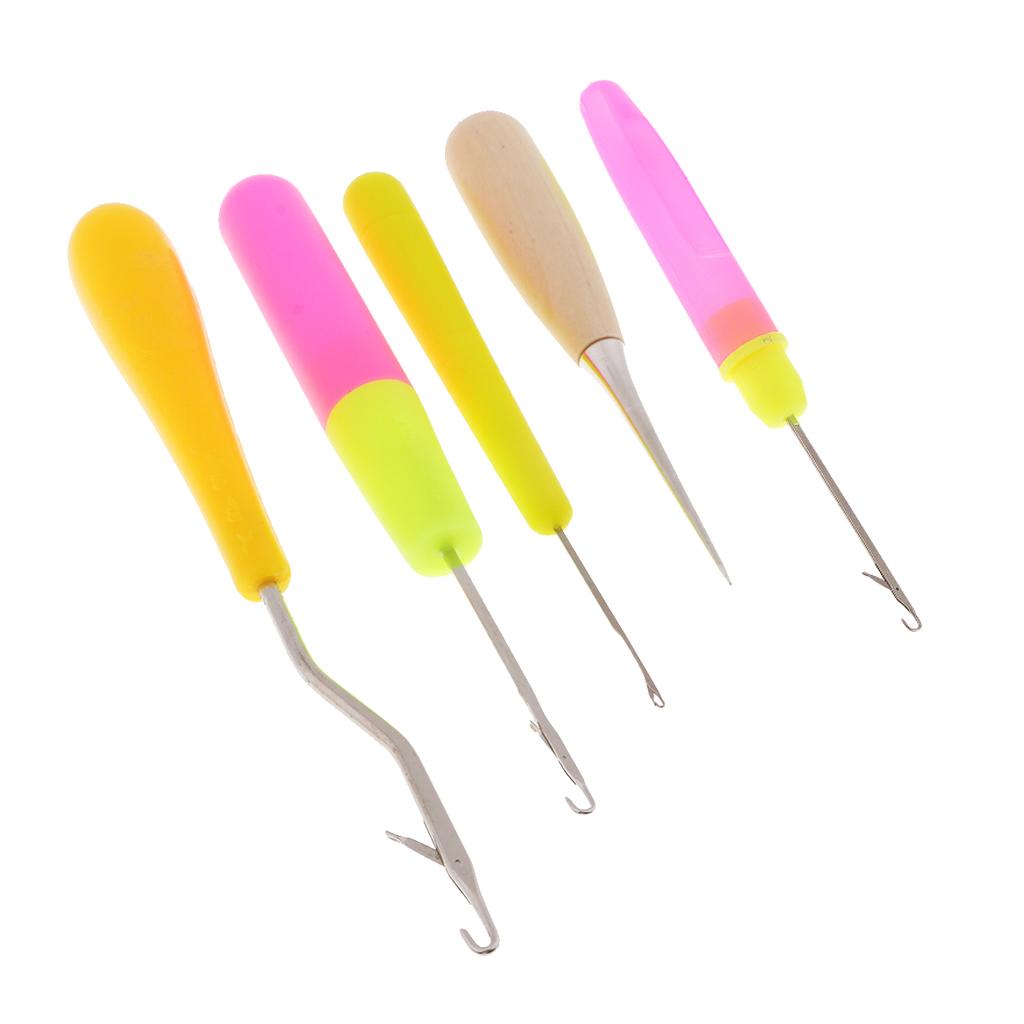 5pcs Crochet Latch Hook Lock Needles Awl Set Dreadlock Tools Carpet Making