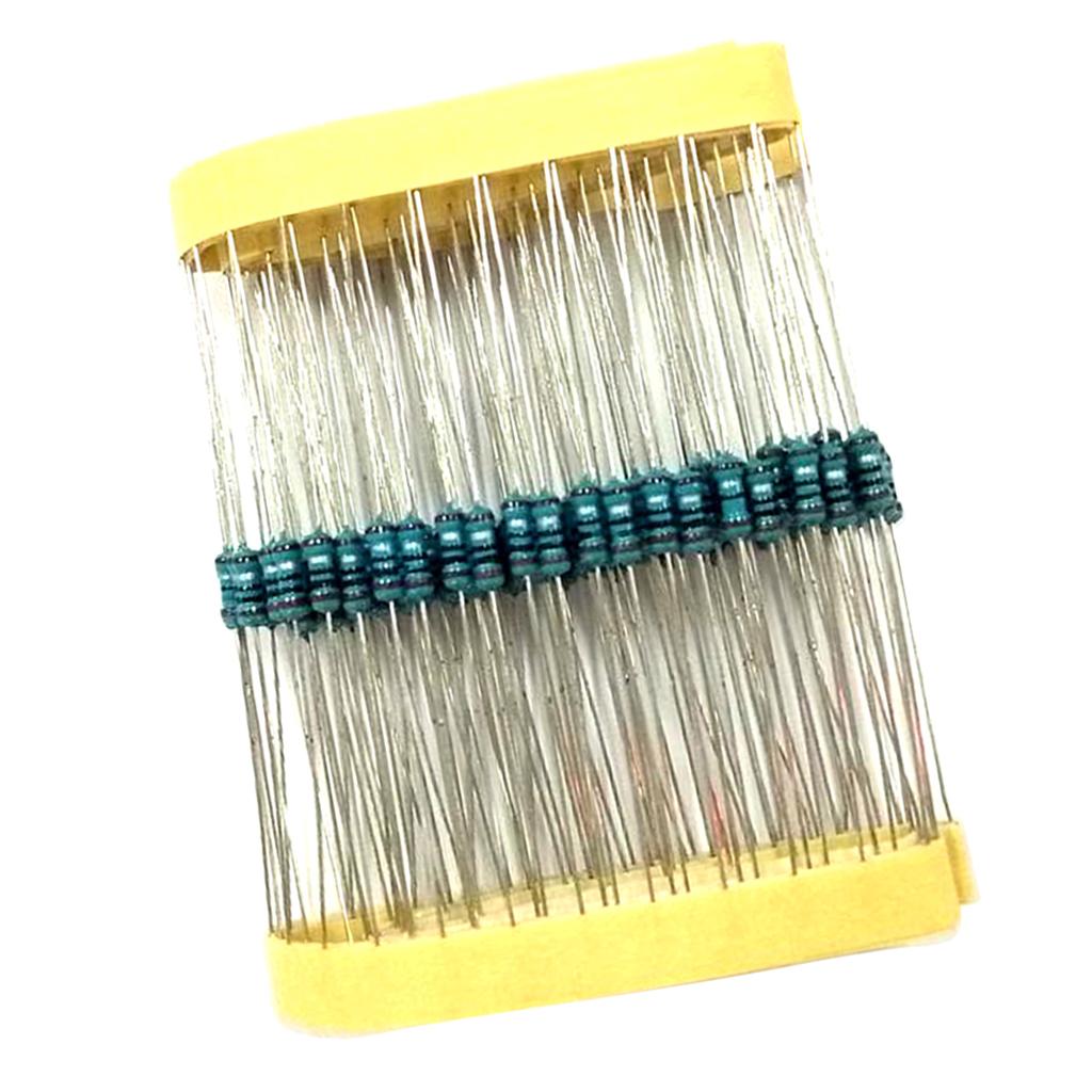 100 Miếng 1/4W 0.25W 220Ohm Kim Loại Phim Điện Trở Bộ Độ Chính Xác 1 Phần Trăm