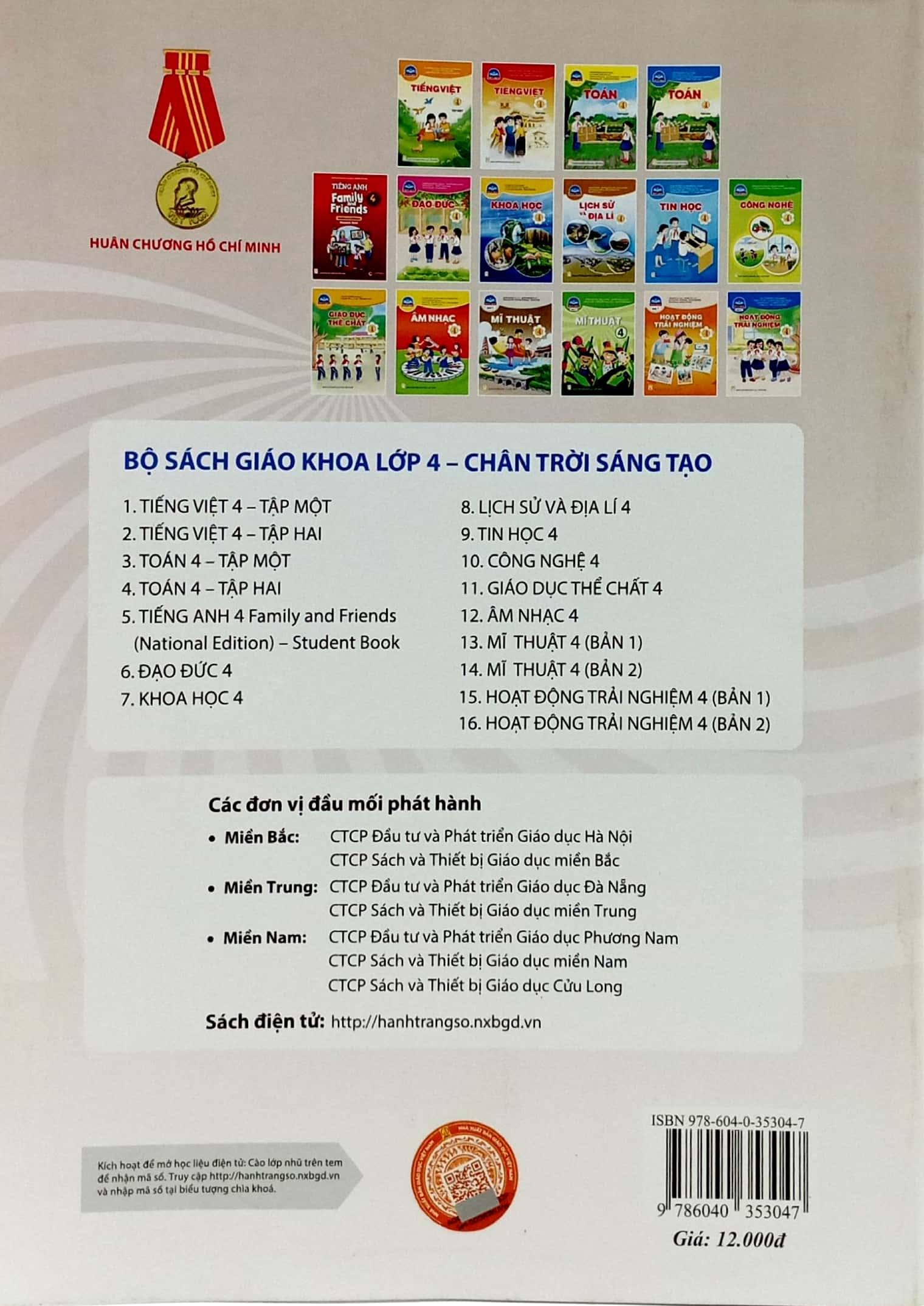 Sách Giáo Khoa Mĩ Thuật 4 - Bản 1 (Chân Trời Sáng Tạo) (Chuẩn)