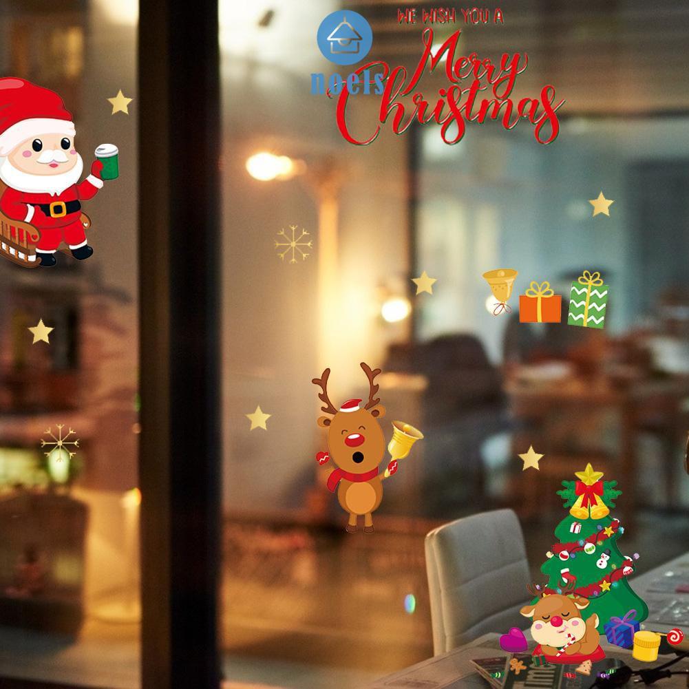 Bộ 2 Miếng Dán Tường Trang Trí Giáng Sinh Hình Ông Già Noel / Người Tuyết