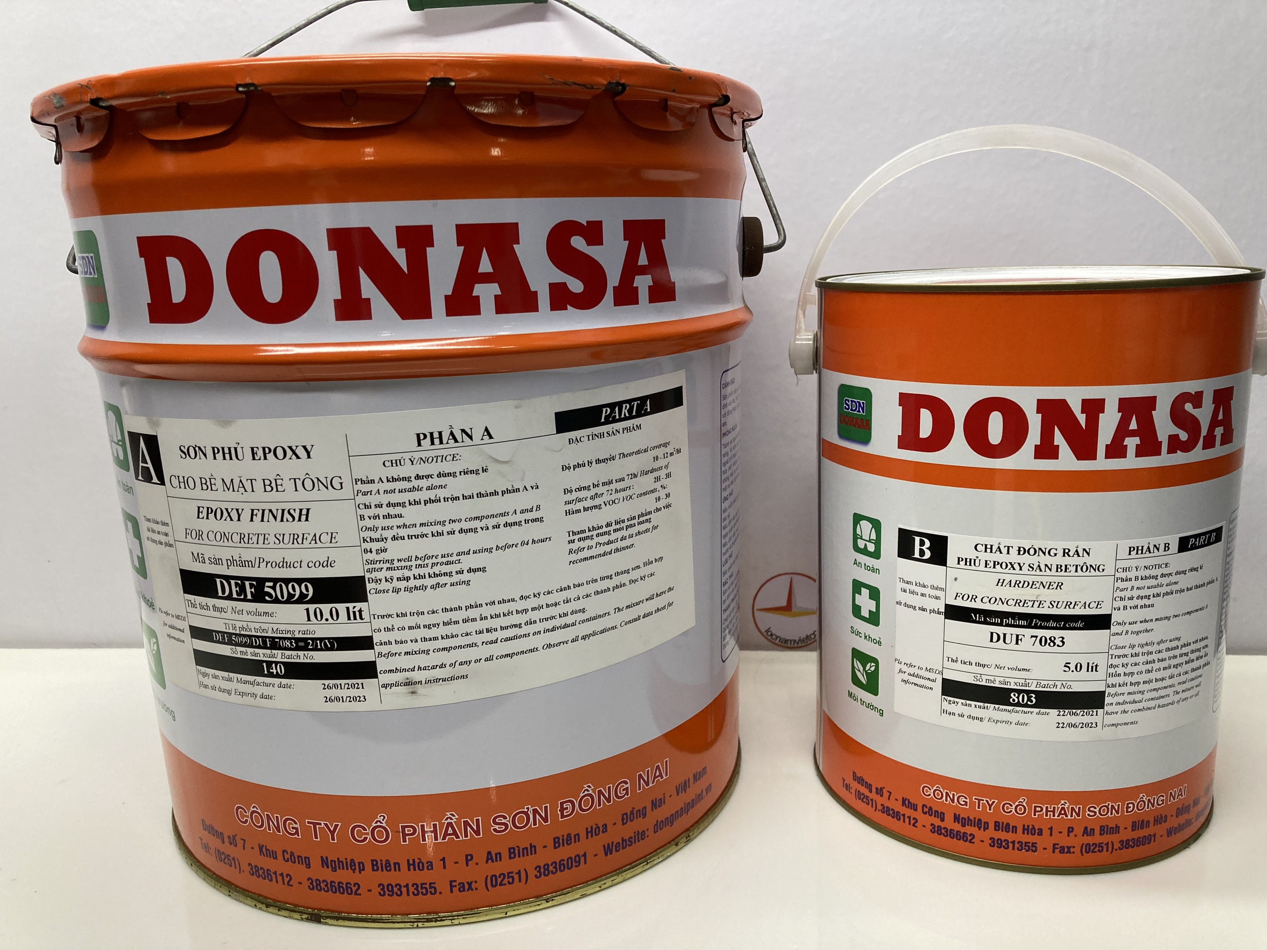 Sơn sàn bê tông Donasa /Floor coating Paint màu trắng mờ DEF 5099 15L