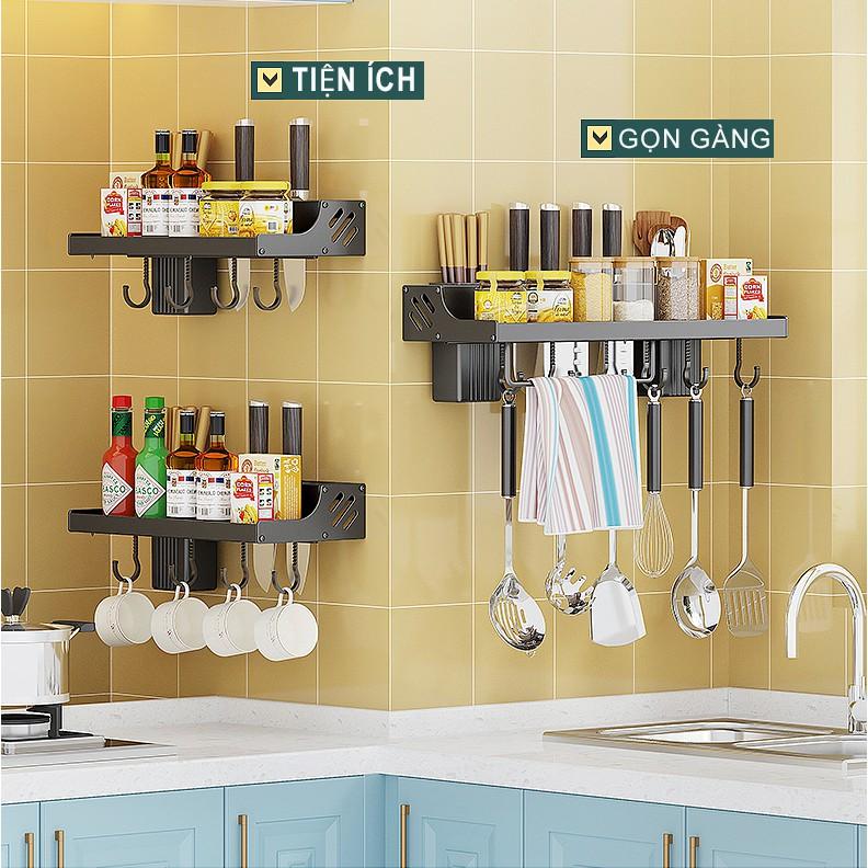 Kệ Gia Vị Treo Tường Đa Năng, Giá Dao, Ống Đũa,Treo Muôi Nhà Bếp 4 Trong Một Tiện Dụng