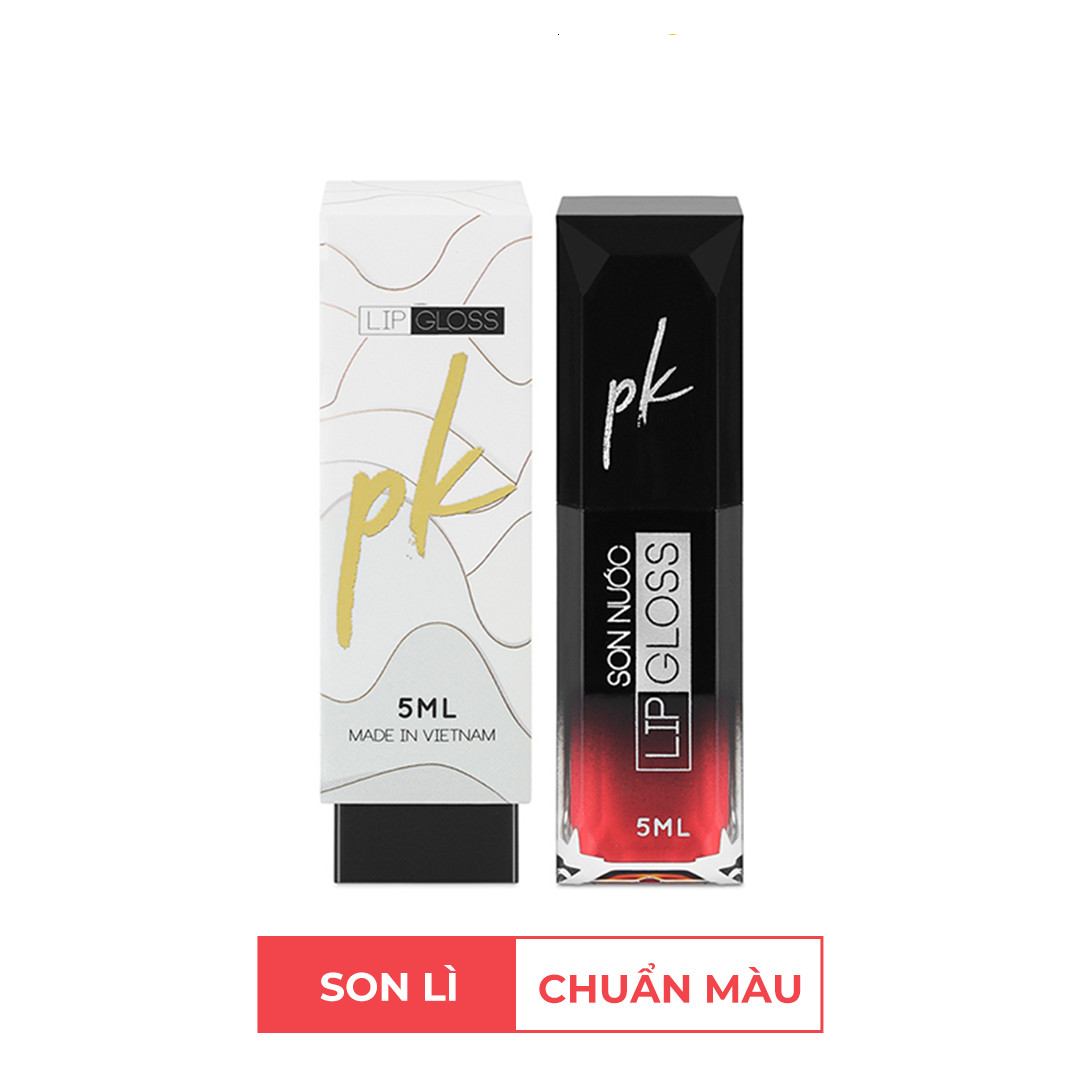 Son Nước Lì Lipgloss PK lên màu mướt mịn, đều màu, đem lại một làn môi rạng ngời, chống nắng và chống lão hóa môi. l PK-Phấn Nụ Hoàng Cung.