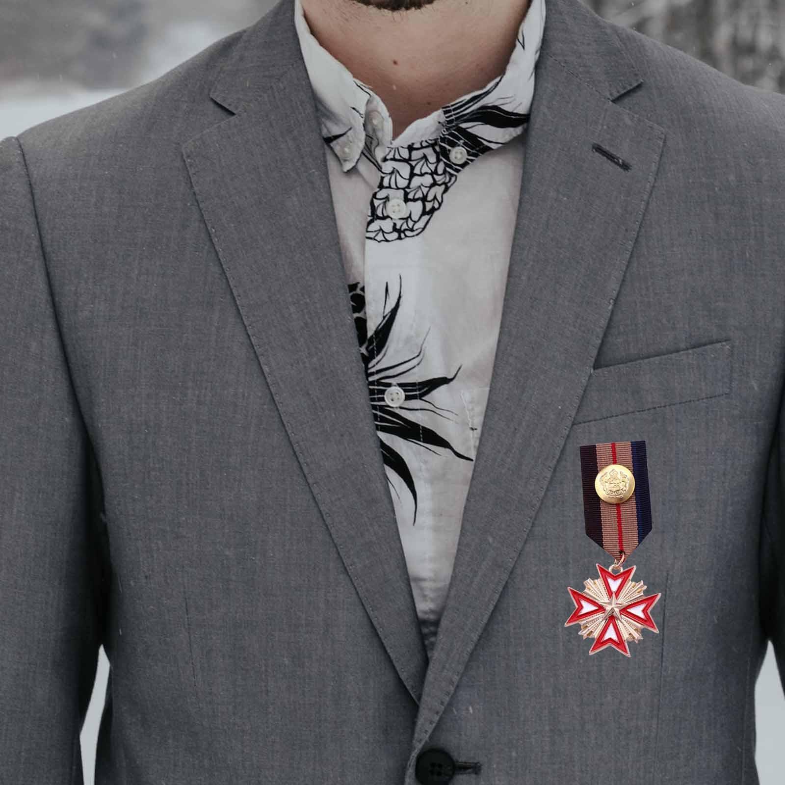 Striped Fabric Badge Medal Fashion Brooch Pin for Shirt Women Men 2x