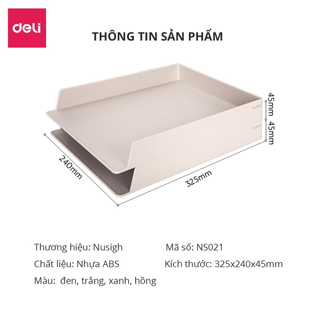 Bộ 2 chiếc - khay đựng tài liệu văn phòng, bàn học Deli nhựa ABS cao cấp - Hồng/Trắng/Xanh dương/Xám - NS021