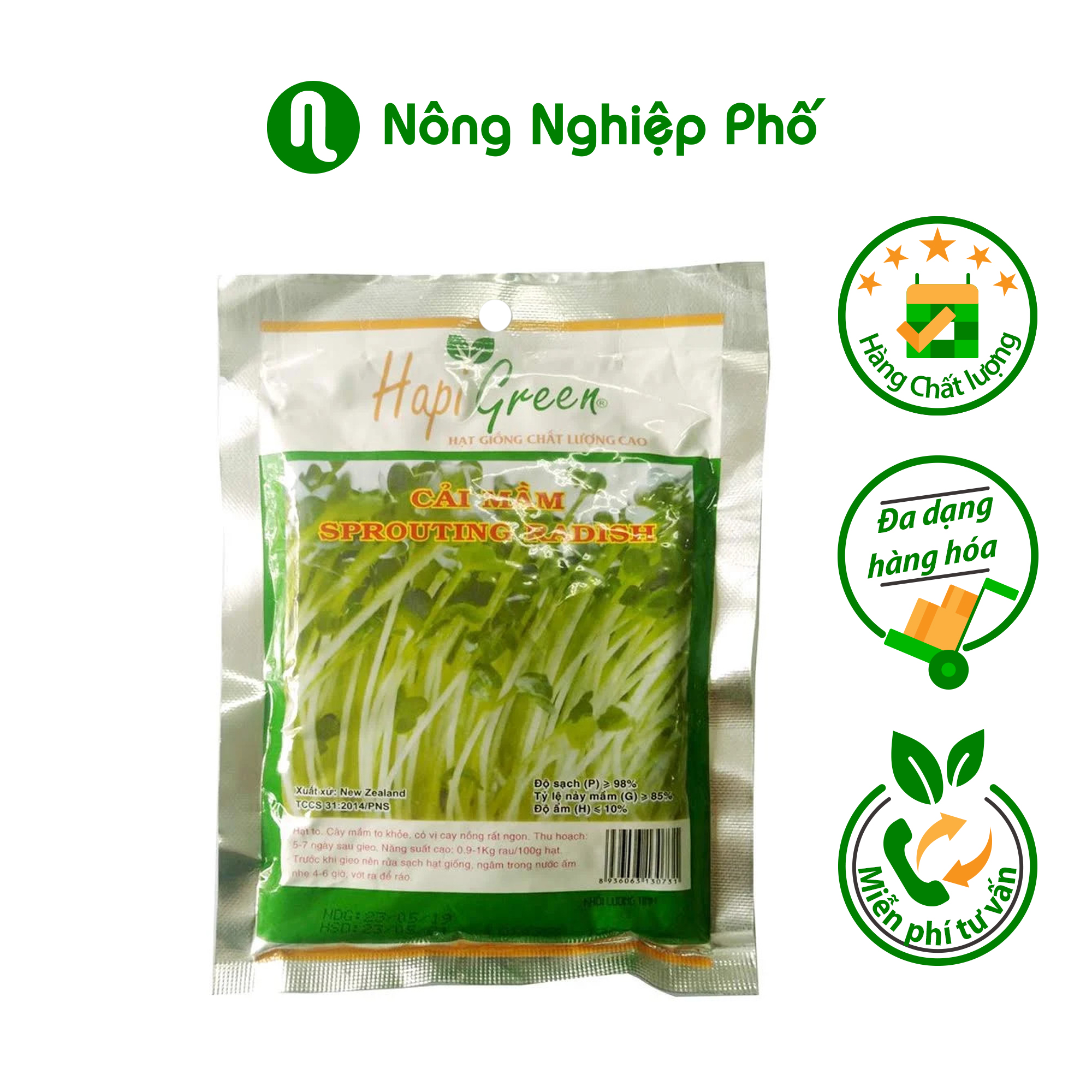 Hạt giống cải mầm Sprouting Radish Happi Green - Gói 120 Gram