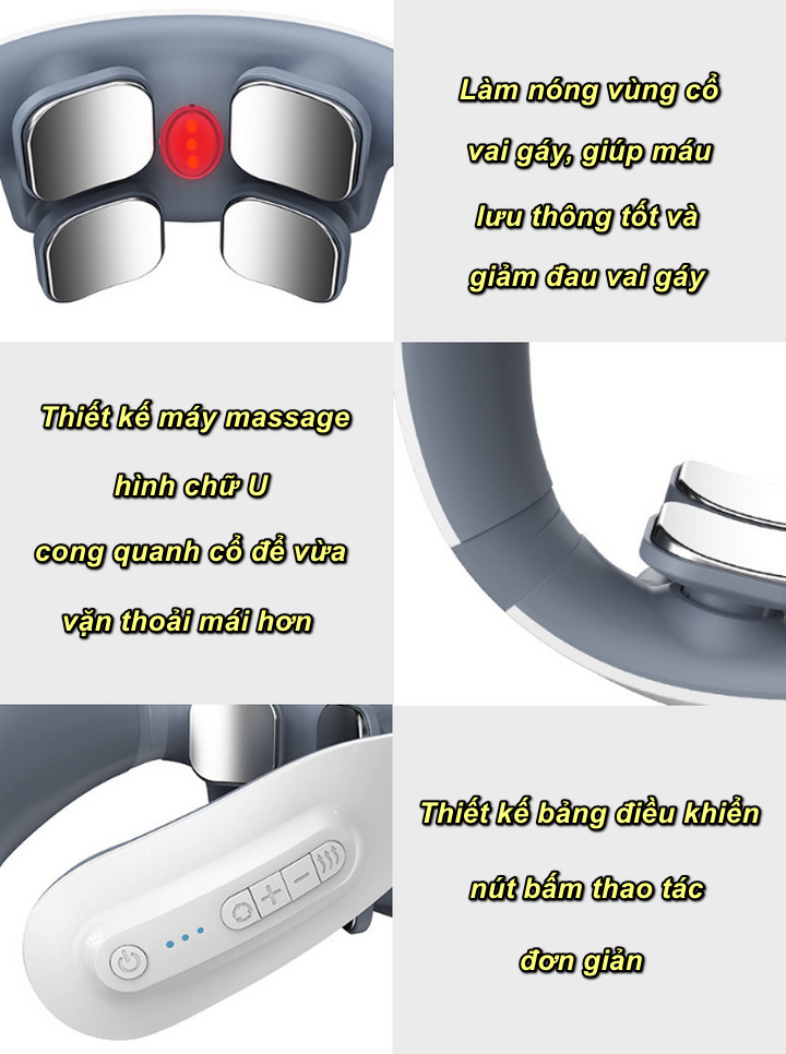 Máy Massage Cổ Vai Gáy ADALWEN SCHÖNHEITSSALON Châm Cứu, Làm Nóng, Có Remote Điều Khiển Từ Xa - Home and Garden
