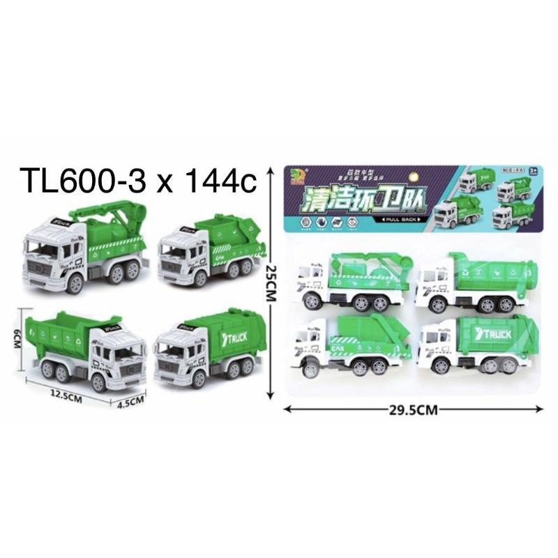 Túi 4 xe đồ chơi vệ sinh môi trường với chất liệu nhựa ABS chất lượng