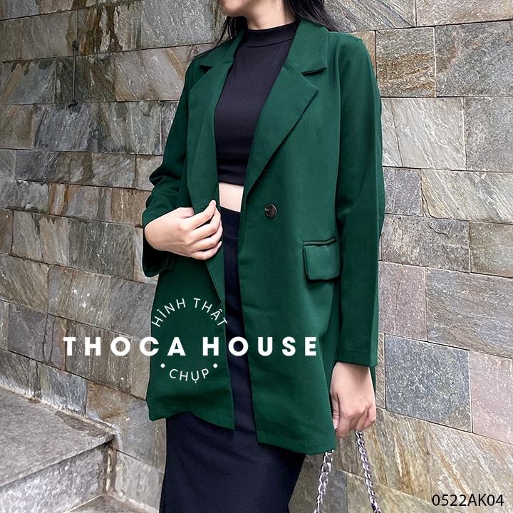 Áo vest nữ thanh lịch tay dài túi nấp nút ngang THOCA HOUSE độc quyền thiết kế, khoác ngoài sang trọng