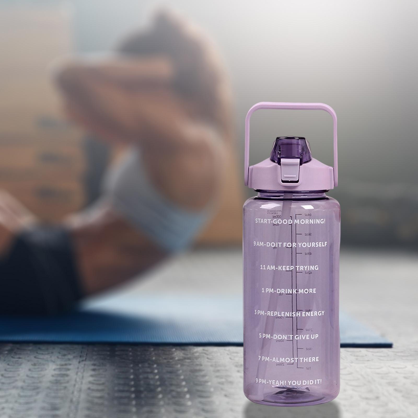 Water Bottle, 67Oz Large Sports Water Bottle for Men, Women, Wide Mouth Water Bottle with Carry Handle, Time Marker and Straw for Fitness Running