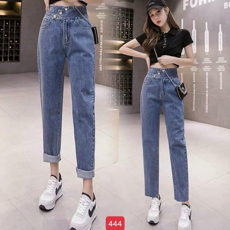 Quần baggy nữ MURADFASHION, quần baggy nữ xanh bó chân lưng cao cá tính phong cách thời trang nữ 2021 bggn444