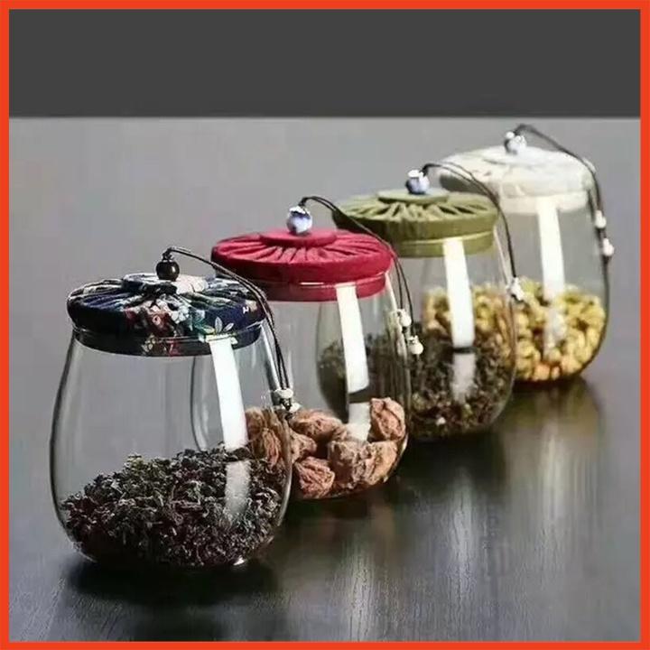 Lọ thủy tinh bằng nắp vải 600ml
