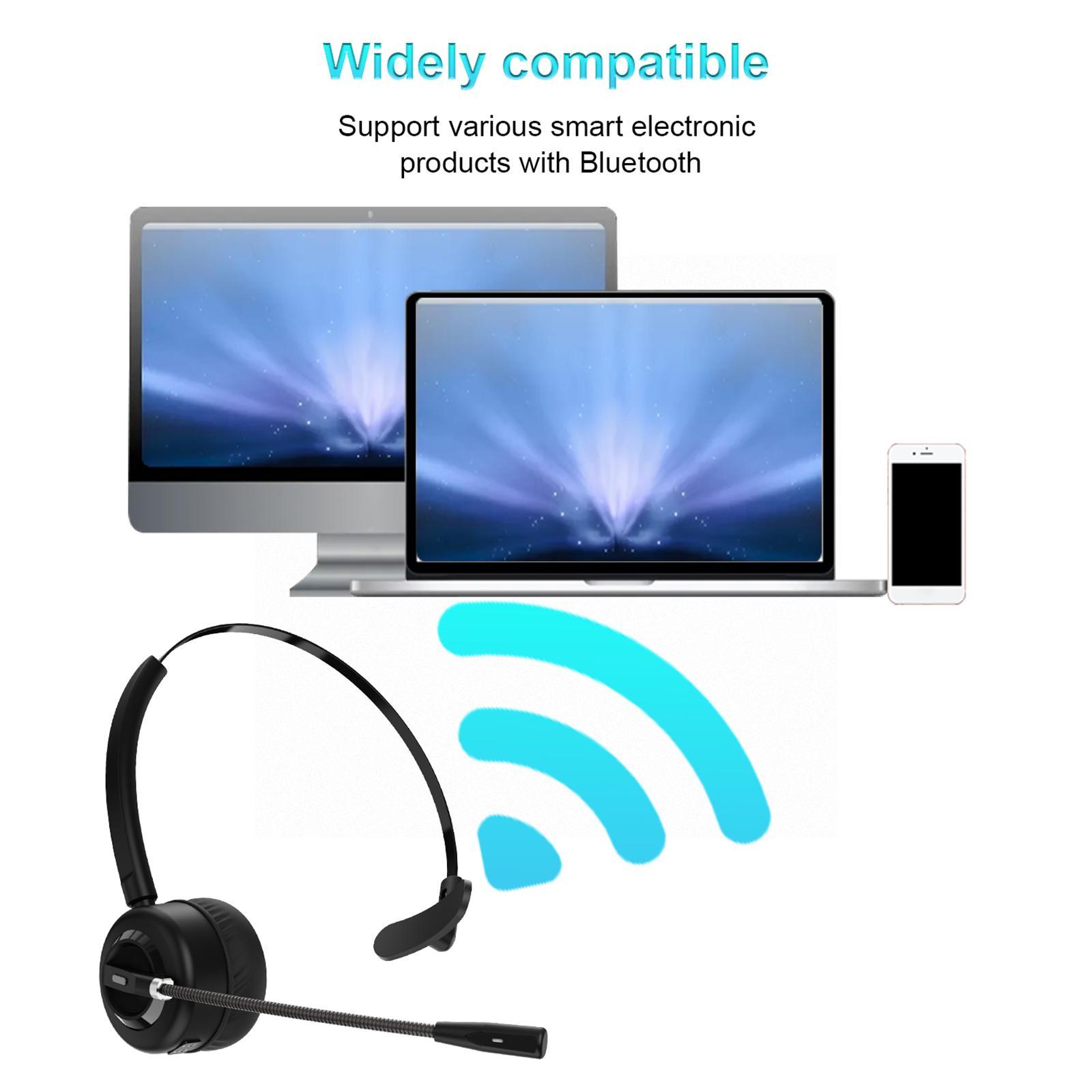 Bluetooth Headset with Charging Dock Earphone for  Call Center