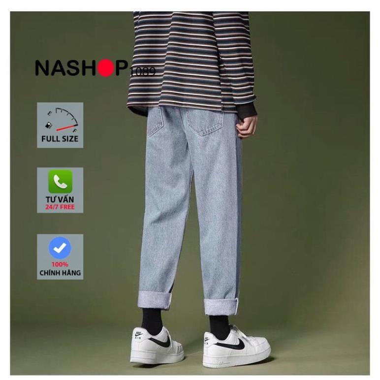 Quần jean bò baggy nam Nashop QT30 1089 quần bò ống đứng hot năm 2021