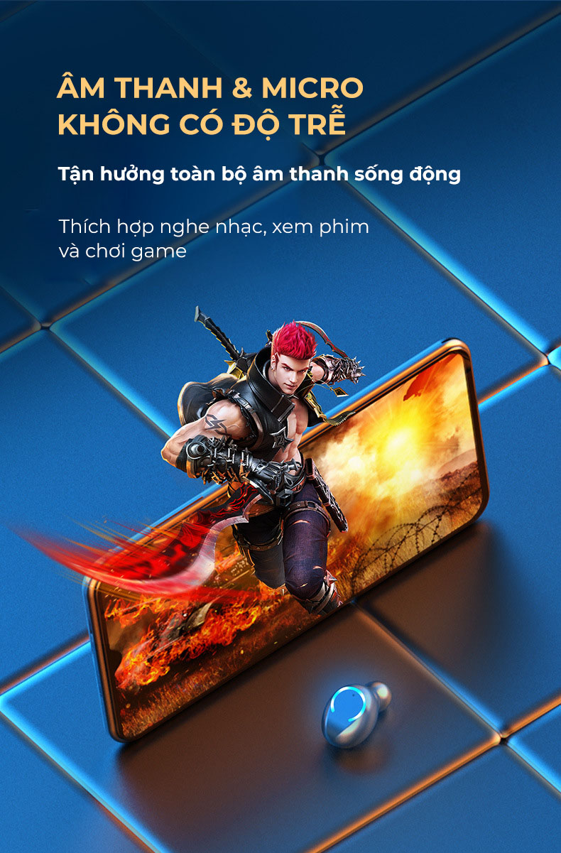 Tai nghe nhạc KIÊM SẠC DỰ PHÒNG, GIÁ ĐỠ cho điện thoại, chơi game, xem phim, âm thanh siêu thực, kết nối không dây bluetooth 5.0  - Hàng chính hãng