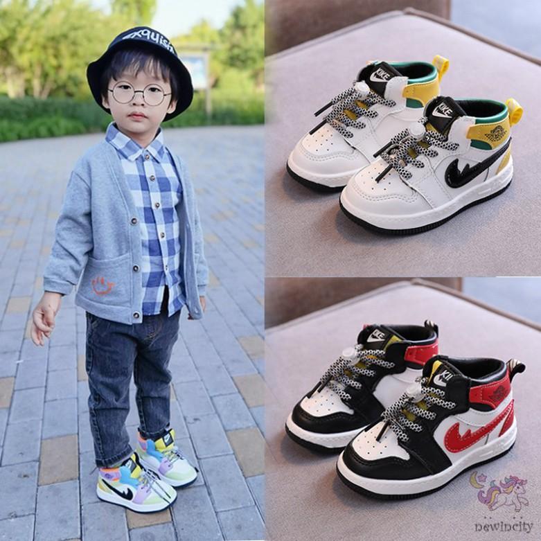 Giày thể thao da PU phối màu dễ thương phong cách Hàn Quốc thời trang cho bé