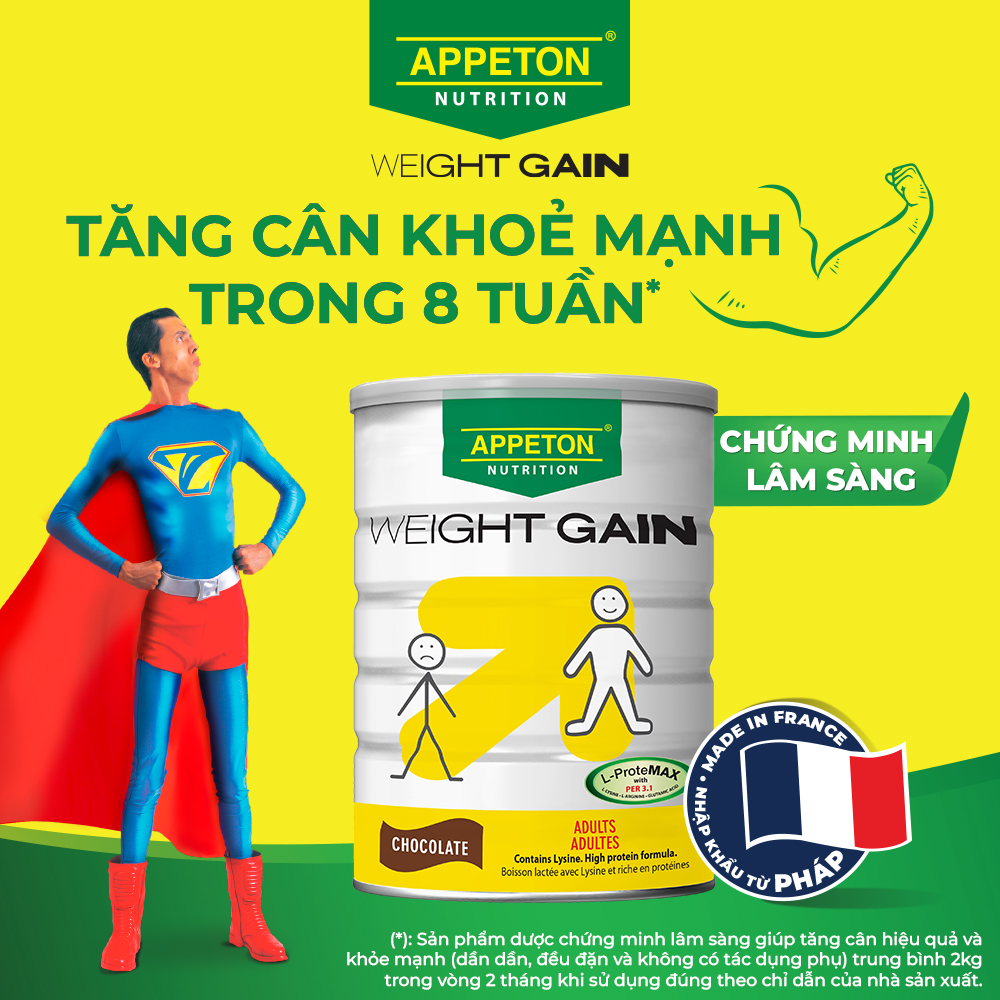 Combo 3 Sữa Appeton Weight Gain cho Người lớn hương Chocolate lon 900g