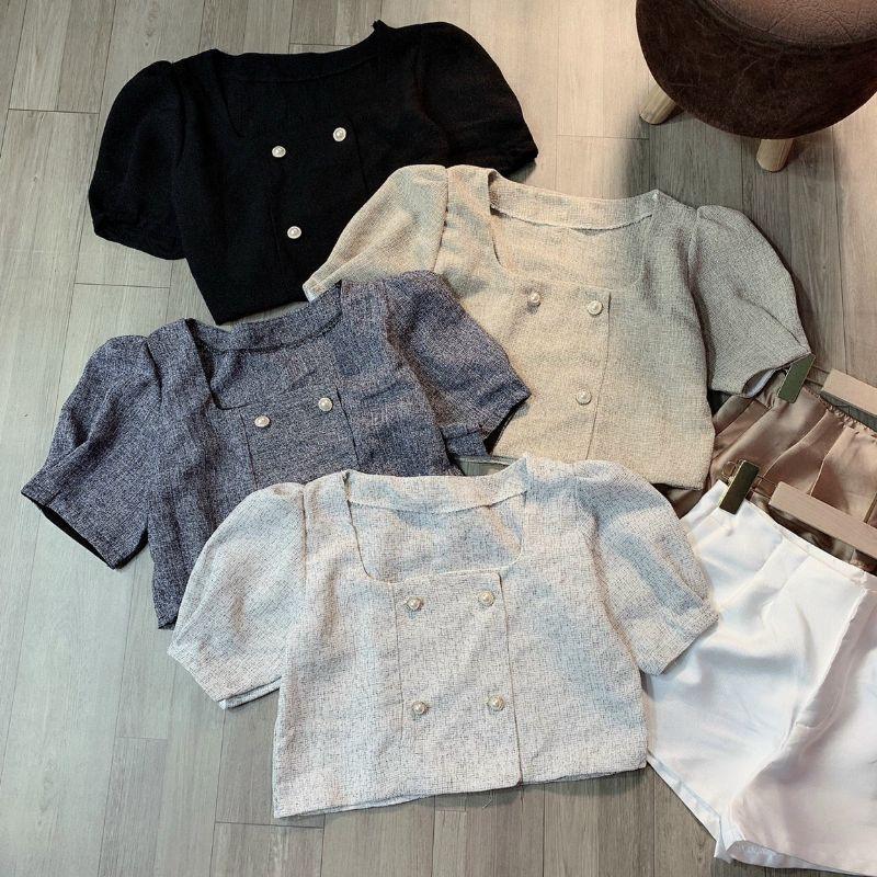 Áo croptop dạ 4 nút cao cấp( ảnh trải sàn chụp thật) - AO10