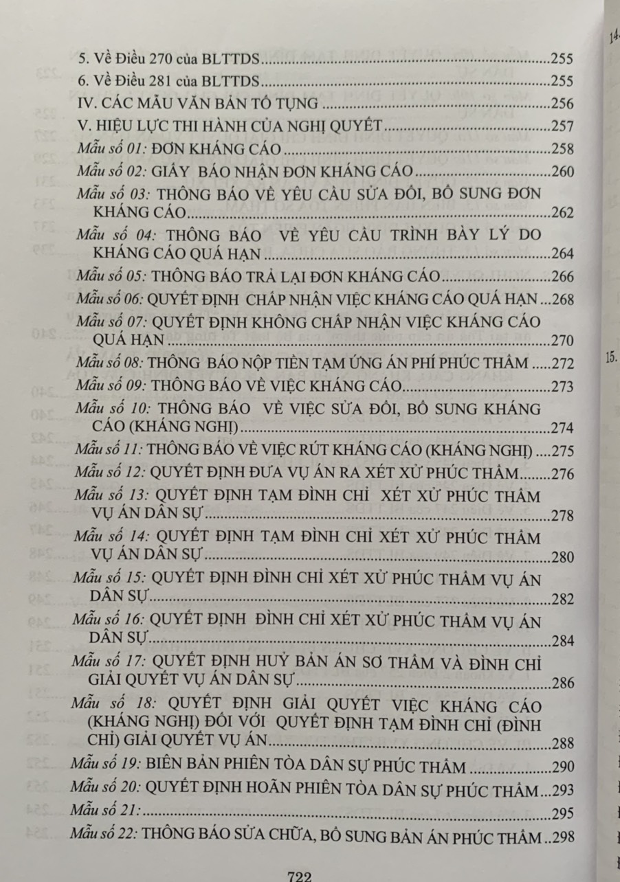 Hệ thống các nghị quyết của Hội đồng Thẩm phán Tòa án nhân dân tối cao về dân sự và tố tụng dân sự từ 1990-2023