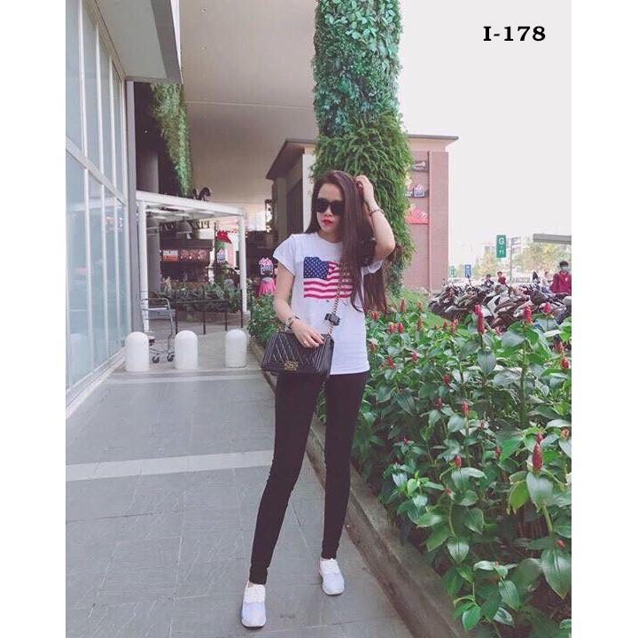 Áo thun tay lỡ cờ Mỹ Unisex cực hot