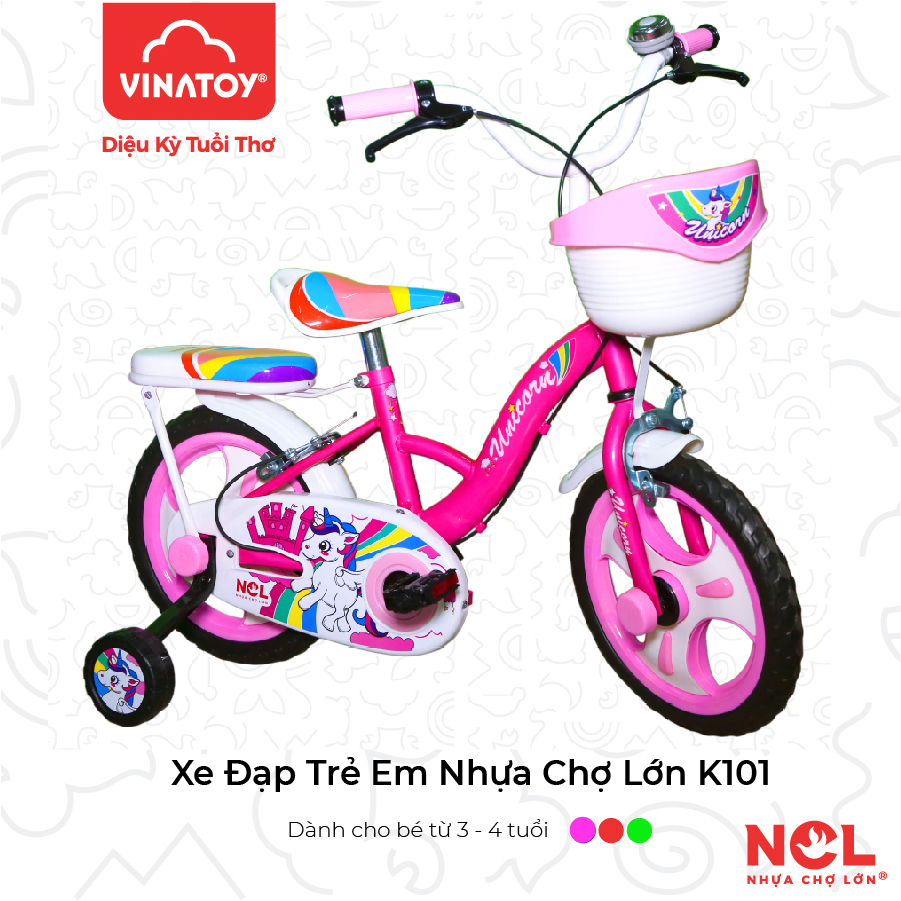 Xe Đạp Trẻ Em Nhựa Chợ Lớn 14 inch K101 Dành Cho Bé Từ 4 - 5 tuổi - M1775-X2B