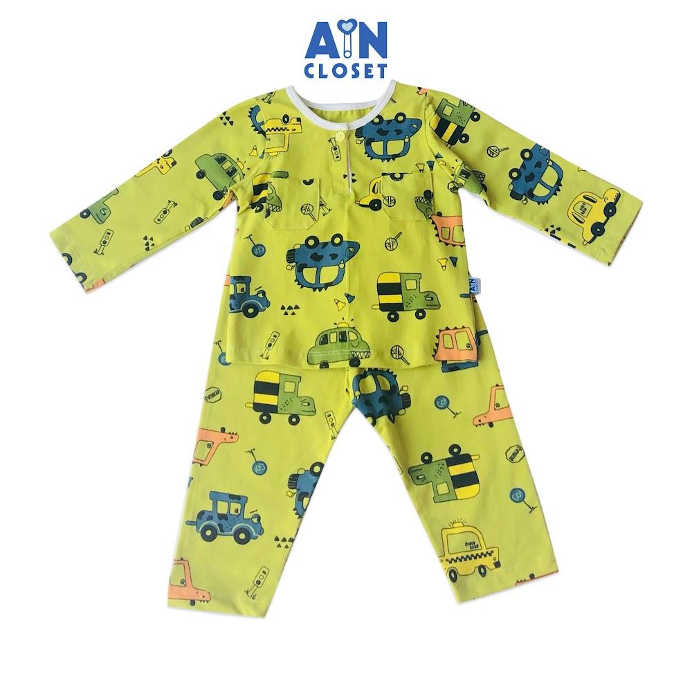 Bộ quần áo dài bé trai họa tiết Ôtô vàng thun cotton - AICDBGMUCP2V - AIN Closet