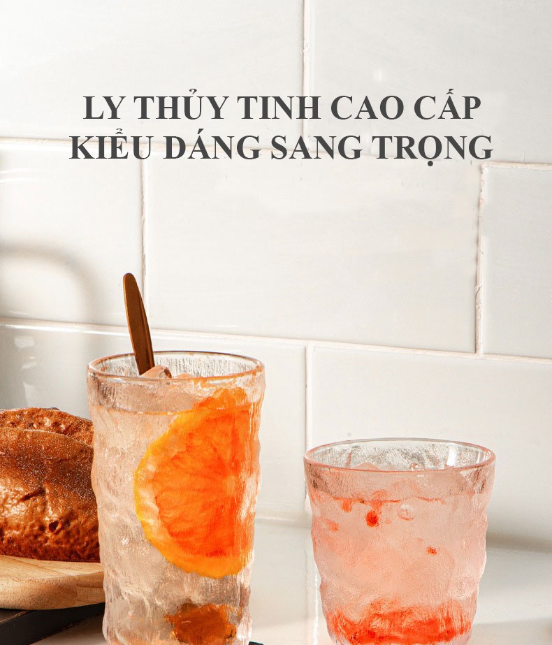 Ly thủy tinh vân nhám chịu nhiệt cao cấp sang trọng 300ml