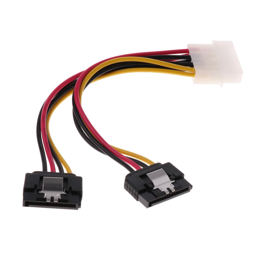 To Dual SATA Power Adaptor Cable 4-pin to 15-pin For HDD Hard Drive