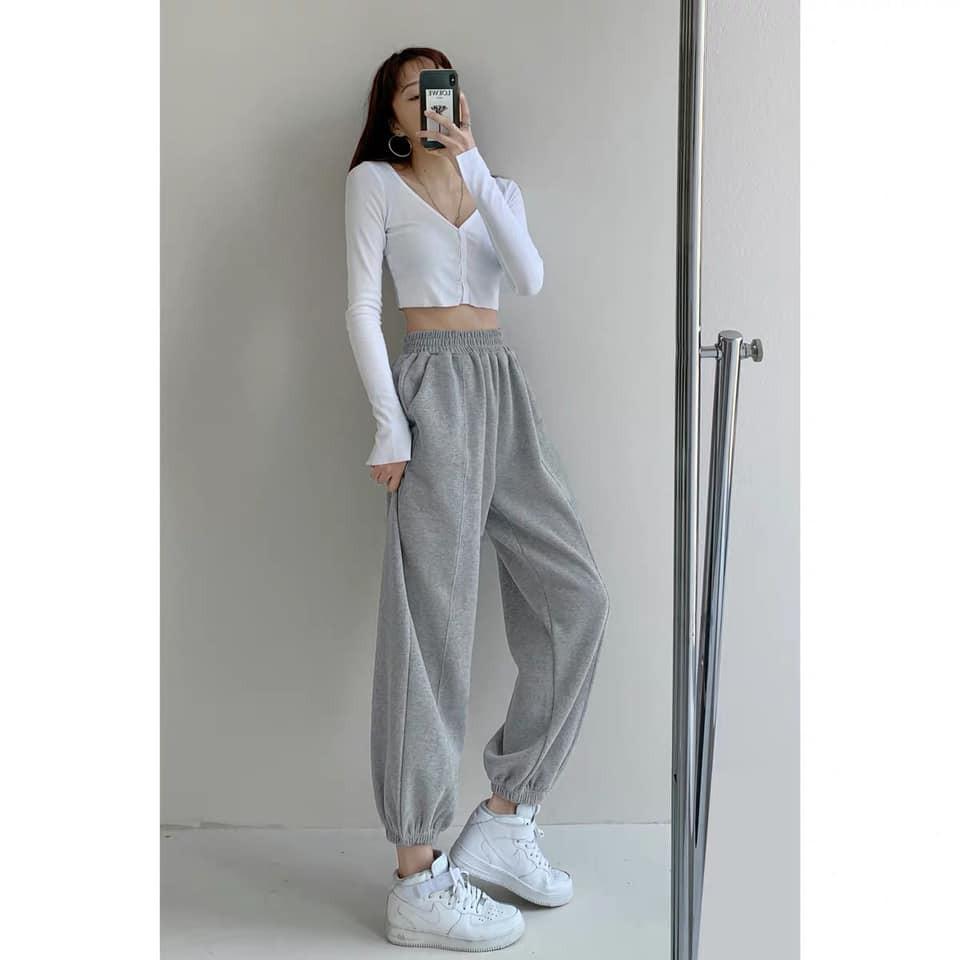 Quần Bom Ống Rộng Dáng Jogger Bo Gấu Nỉ Da Cá Siêu Hot Unisex - Ulzzang