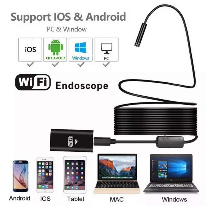 Camera nội soi chống nước 3,5 mét WIFI IOS,Android Endoscope YPC Ø8mm HD720p - Home and Garden