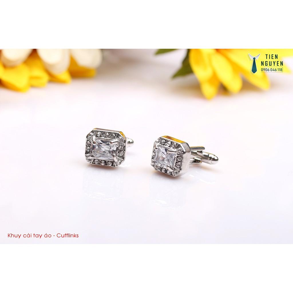 Khuy măng sét - Cufflinks đính đá cao cấp tặng kèm hộp nhỏ