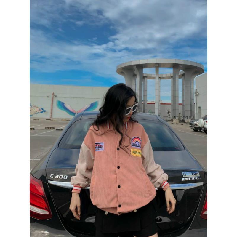 Áo khoác bomber unisex chất nhung form rộng Thêu Deep End phong cách ulzzang Anamy