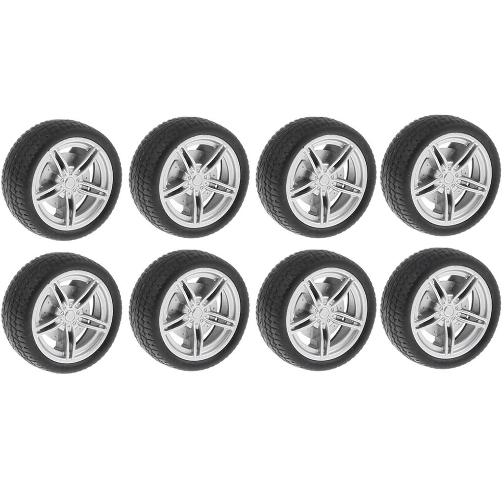 10 Pieces 30mm 5-Spoke Wheel Rim & Rubber Tyres for RC Racing Car DIY Accs