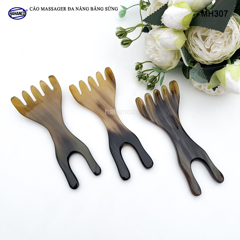 Cào Mát Xa Kinh Tuyến Đa Năng Bằng Sừng HAHANCO Thúc Đẩy Da Đầu Lưu Thông Máu - MH307