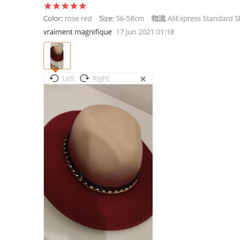 Nón Fedora Gradient Màu Dây Chuyền Vàng Ban Nhạc Nữ Nón Mùa Đông Rộng Vành Jazz Mũ Vintage Cao Cấp Nỉ Mùa Đông Nón Sombreros de Mujer