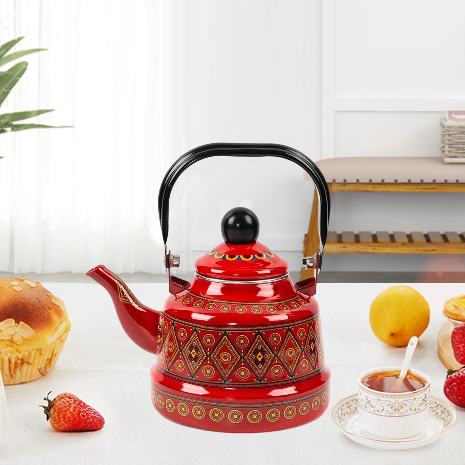 Large 2.5L Enameled Tea Kettle Tea Pot Tableware for Picnic