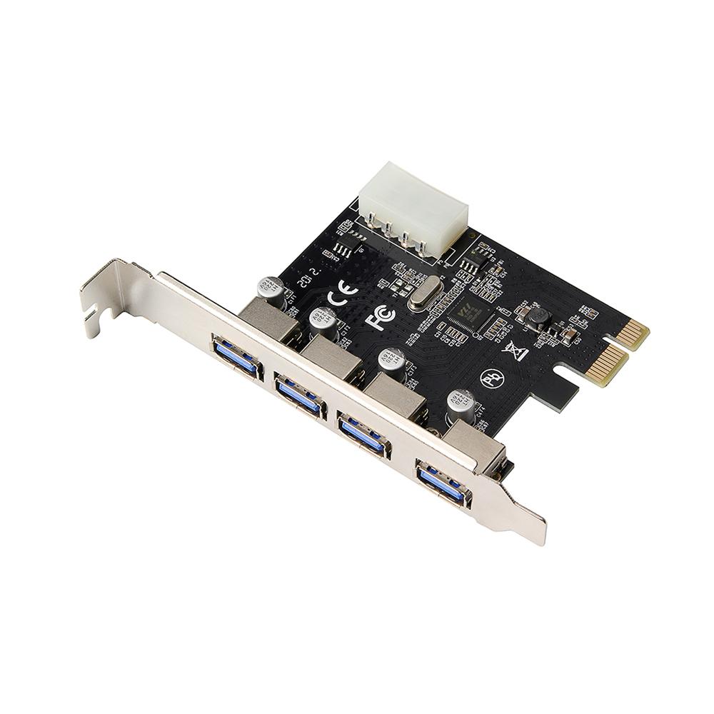 Thẻ mở rộng cổng PCI-E sang 4 cổng USB3.0 với giao diện nguồn 4Pin lớn cho máy tính để bàn