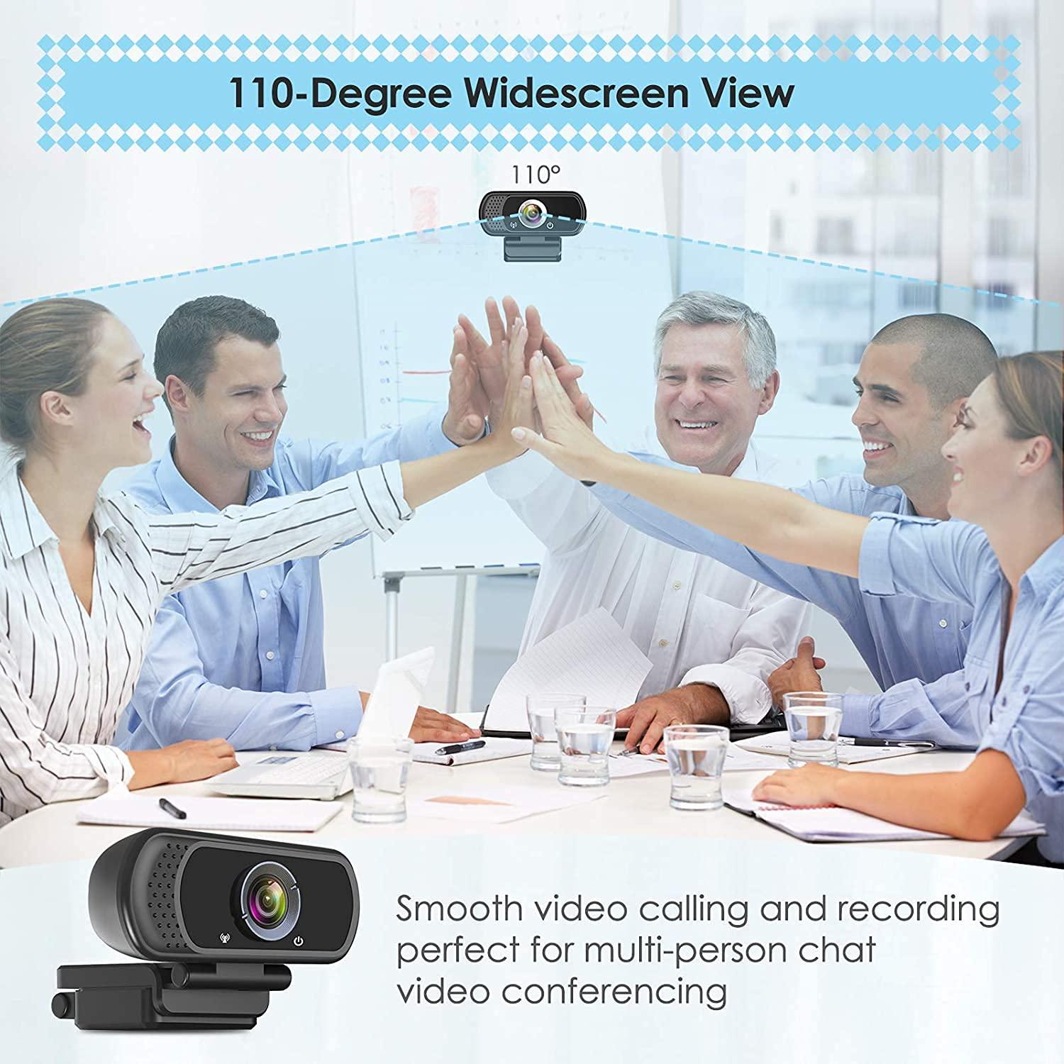 Webcam HD 1080p Camera web, máy tính USB máy tính webcam với micrô, máy tính để bàn Full HD Video Webcam Hình ảnh rộng 110 độ, mỗi lần phát trực tuyến webcam để ghi, gọi, hội nghị, chơi