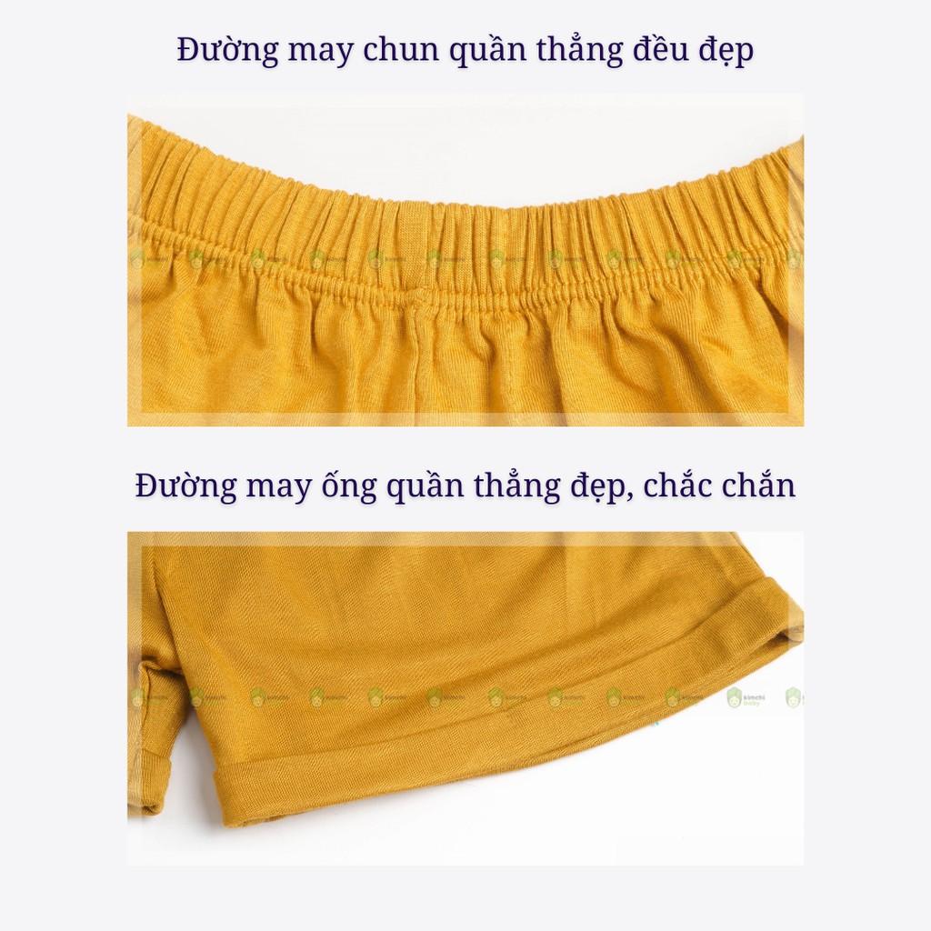 Quần short bé trai, bé gái K.WOO gập gấu vải thun lạnh, quần đùi cho bé mặc nhà mùa hè Minky Mom KWQ2102