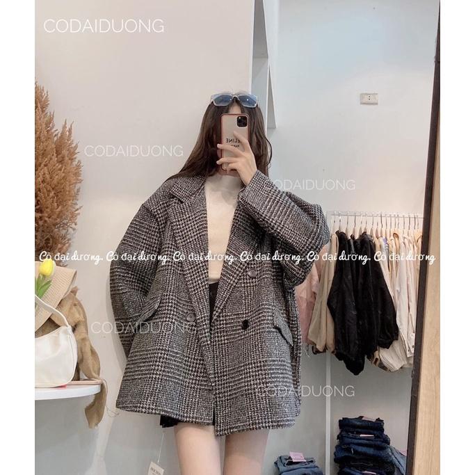 Áo dạ kẻ tiêu túi nắp