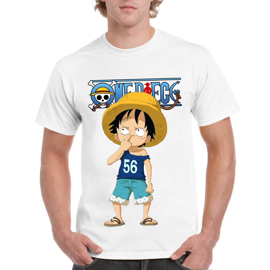 ️️Áo Thun In Hình Monkey D. Luffy Chibi Ngoáy Mũi Cực Dễ Thương - Áo Thun One Piece