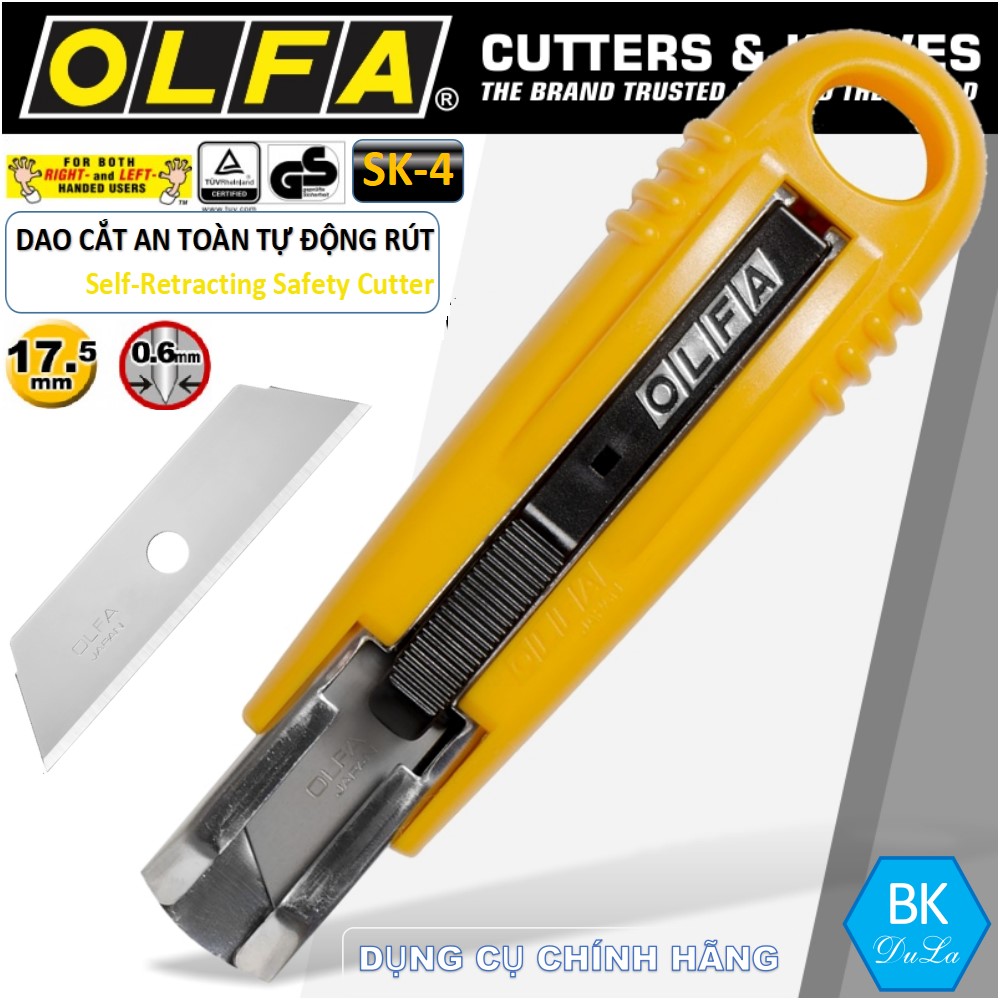 Dao cắt -Dao rọc giấy-an toàn tự động rút 17.5mm OLFA SK-4 GENUINE