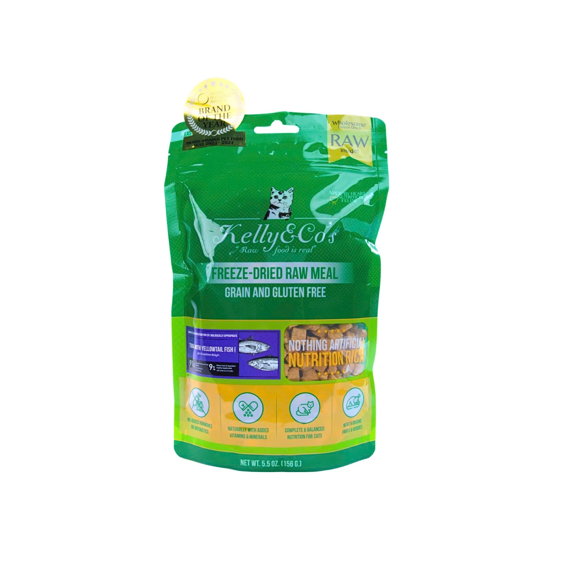 ￼Thức ăn Raw Food cho mèo cá hồi &amp; thịt gà tươi KELLY &amp; CO'S Freeze Dried Raw Food For Cat [ 156g